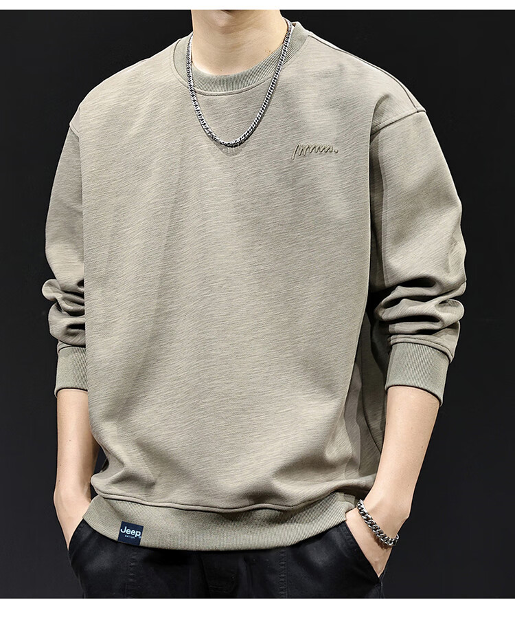 JEEP Men's Heavyweight Loose Fit Long Sleeve Sweatshirt Spring Autumn Khaki 2XL 9