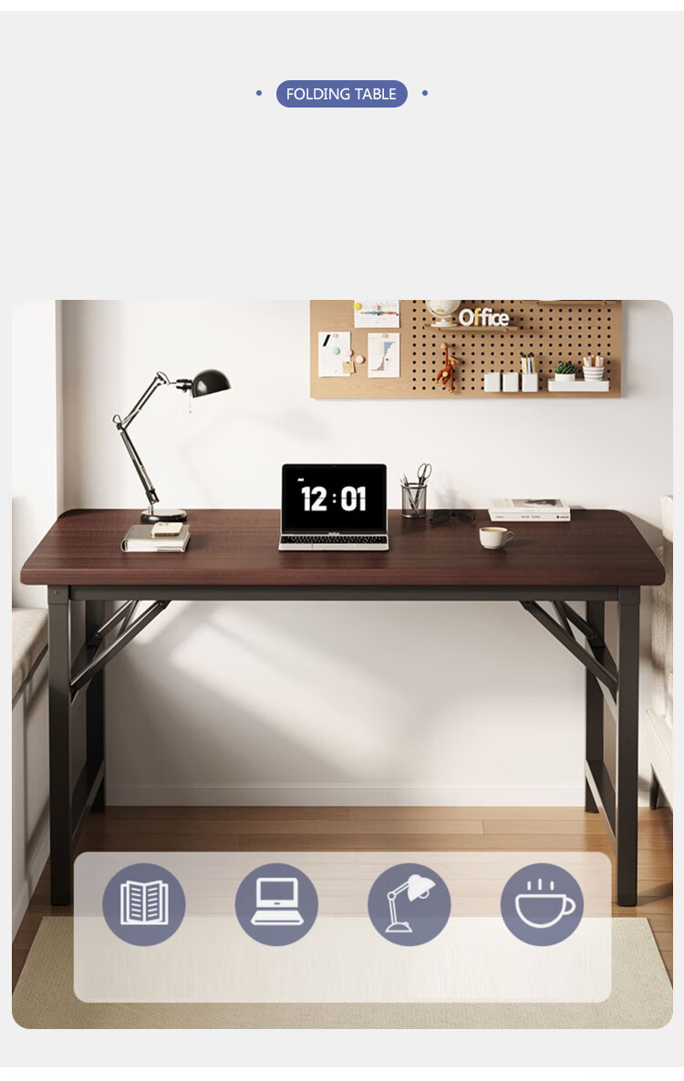 Annafu Folding Table Computer Desk Study Desk Writing Desk Office Desk Dining Table Long Table BGZ718 Double Layer 100*50 3