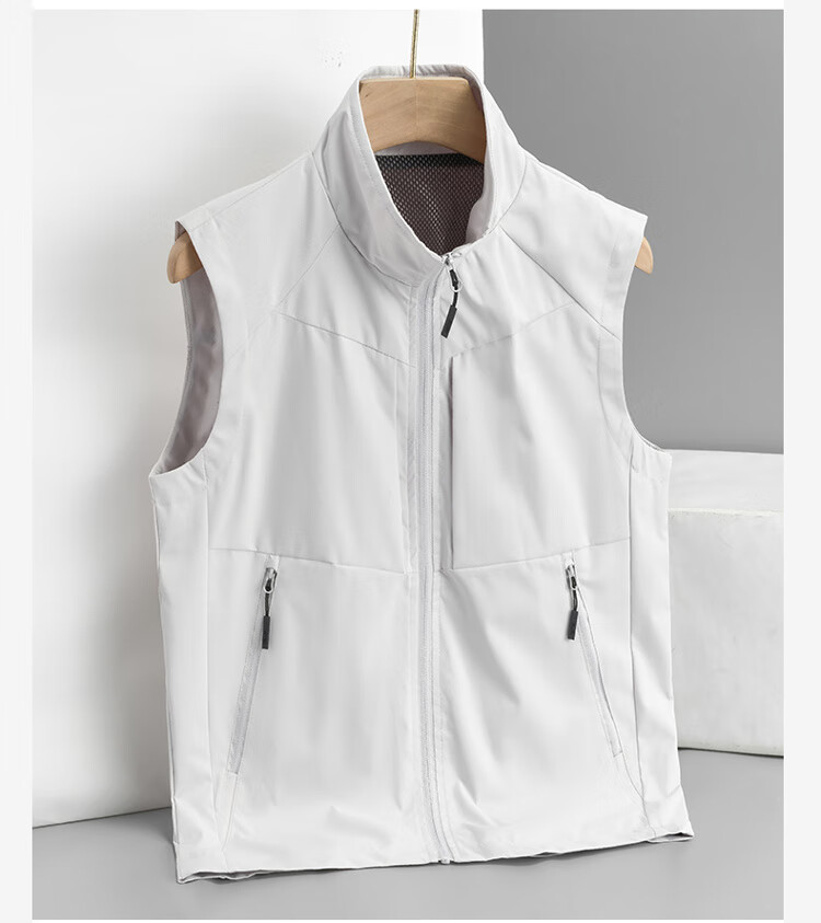 ROMON Men's Vest Spring and Autumn Thin Casual Jacket Sleeveless Stand Collar Outdoor Sports Black L 15
