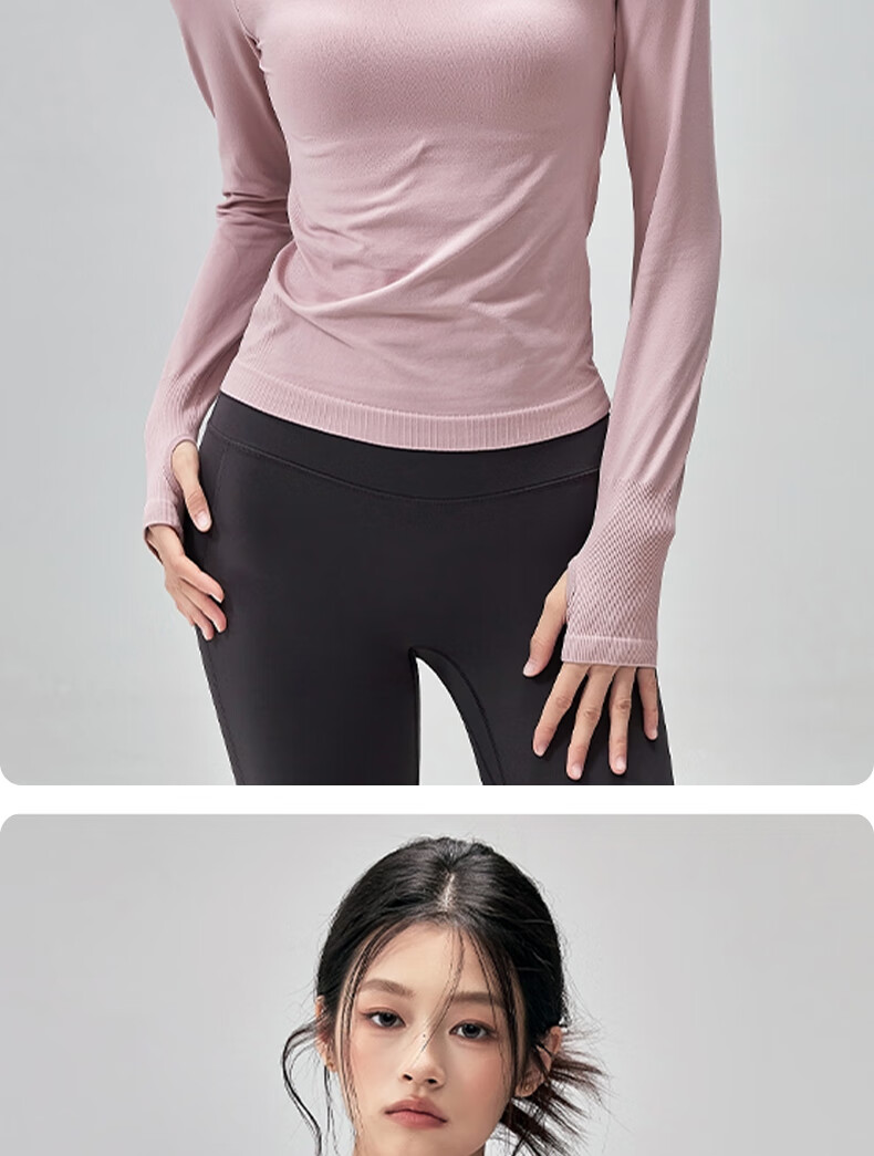 Xueqiman Quick-Dry Slim Fit Breathable Women's Yoga Top Pilates Training Fitness Long Sleeve T-Shirt Spring Autumn 14