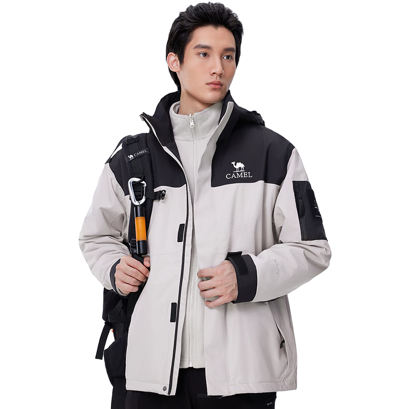 CAMEL Outdoor Hardshell Jacket AK80 Three-In Waterproof Mountaineering Coat for Men And Women, Tibet Travel Outerwear A34CATR808