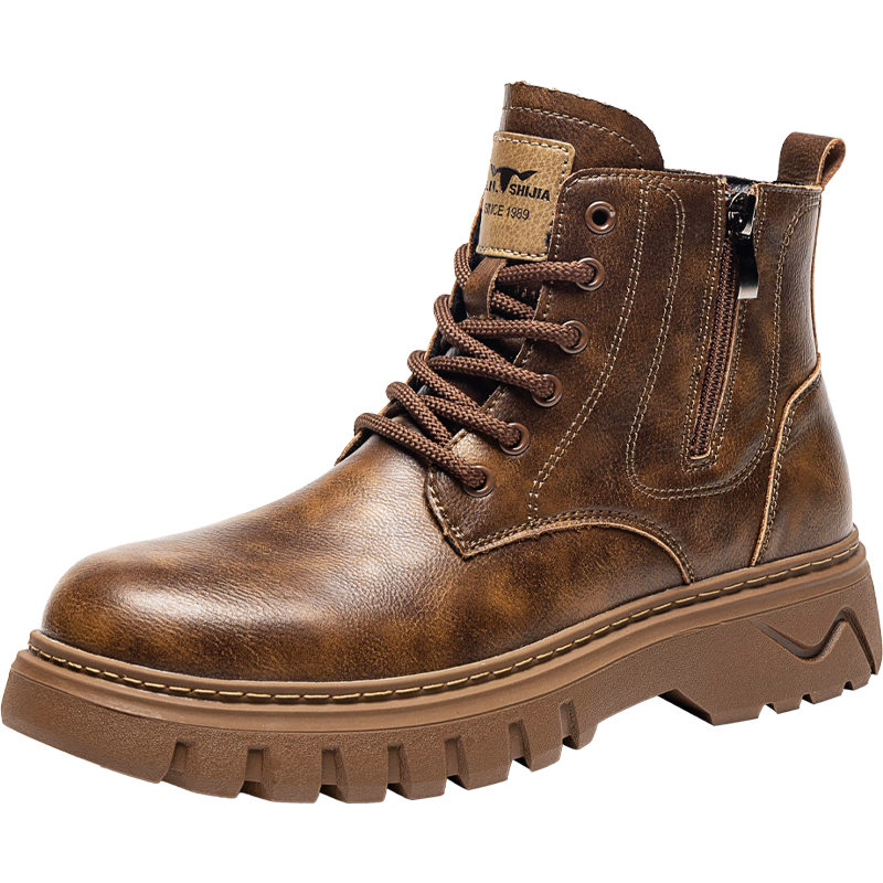 Bull Family Martin Boots Men 2026 Winter New British Style Retro Work Boots Thick Sole Durable Men's Motorcycle Boots