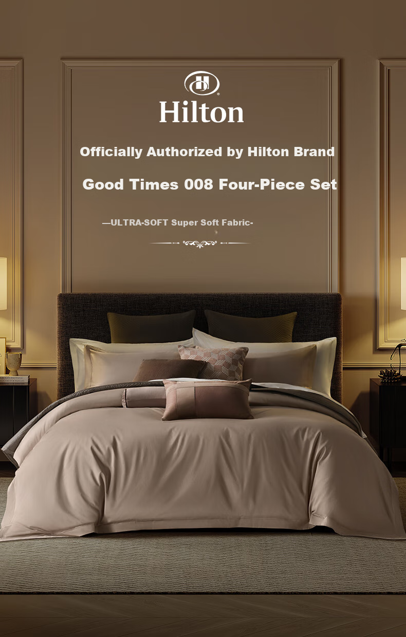 Canasin Hilton Four-Piece Bedding Set, 60s Sateen Pure Cotton Class A Bed Sheet And Duvet Cover, Silver Gray, for 1.5-Meter Bed 1