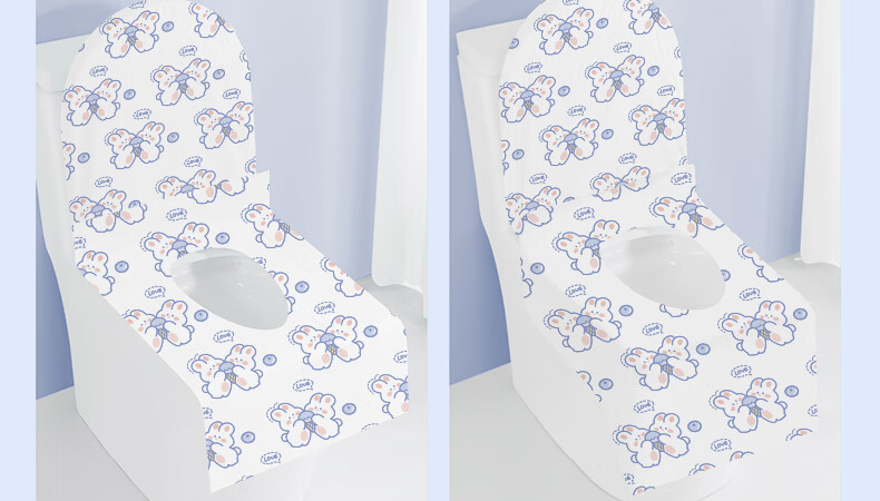 Guxu Disposable Toilet Seat Covers Thickened Full Coverage Adhesive Toilet Seat Protector for Hotel Travel Business Trip 17