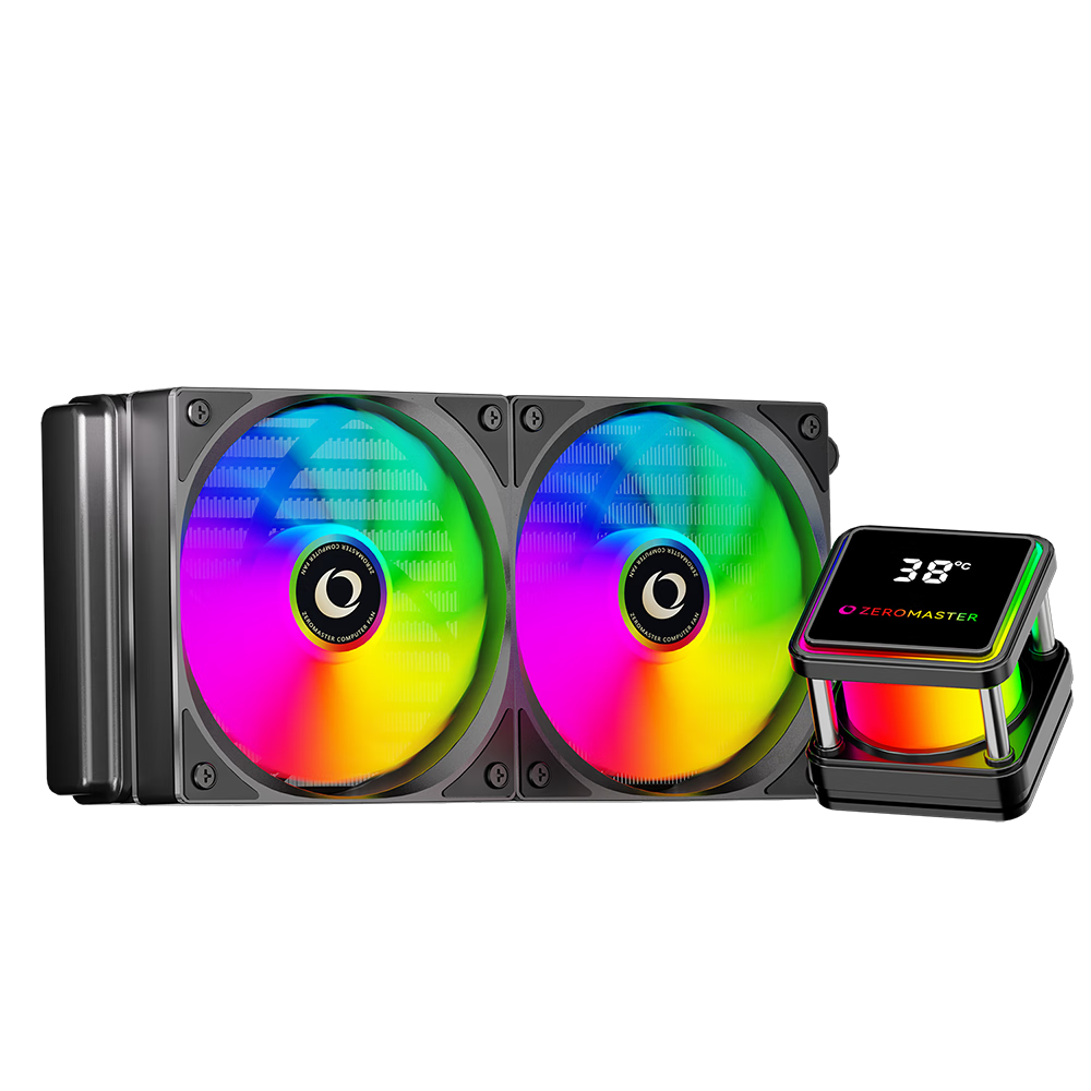 ZeroMaster 240 ARGB All-in-One CPU Liquid Cooler with Temperature Control, RGB Sync, and Temperature Display