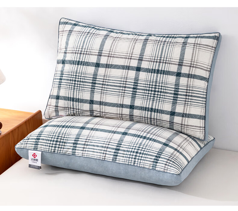 Grace Pure Cotton A-Class Checkered Pillow Core Hotel Neck Support Pillow Home Use Single 45*70cm 3