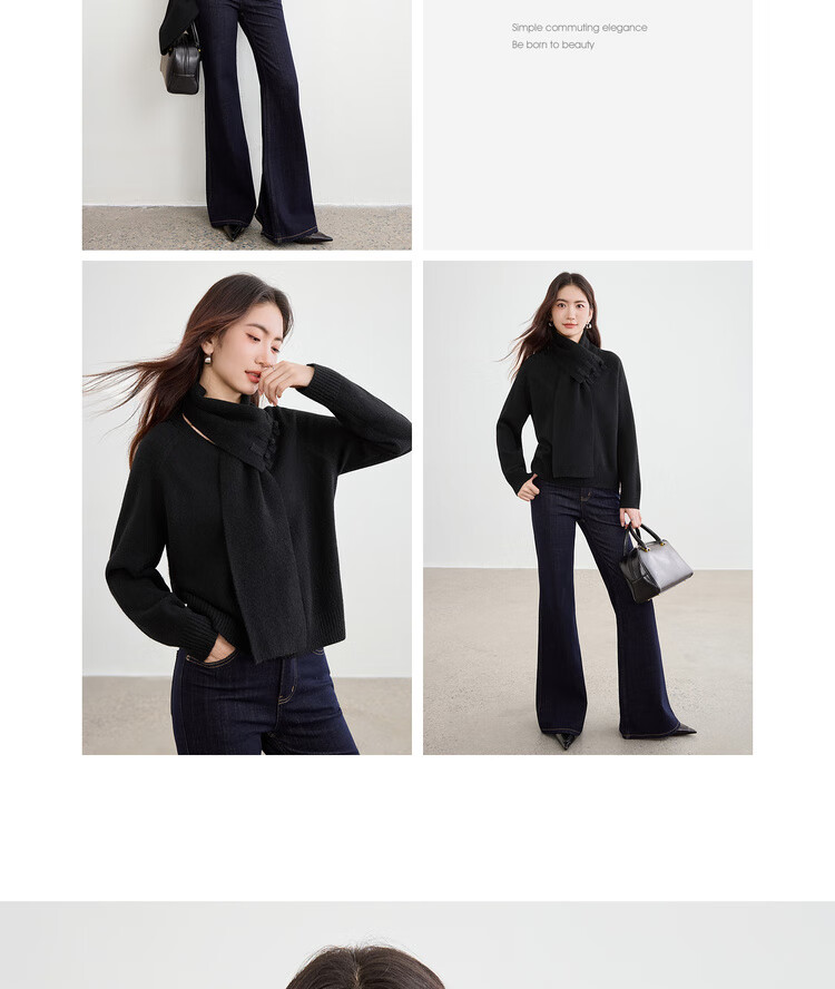 Sentubila Women's Wool Blend Stretch Sweater Autumn Warm Scarf Collar Button Long Sleeve Knit Loose Chinese Style Top 11