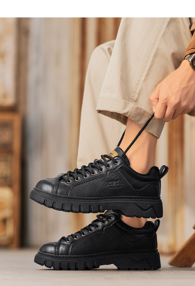 G.N.Shi Jia Men's Boots 2025 Autumn Winter New Low-top Martin Boots Outdoor Thick-soled Casual Leather Shoes Trendy Versatile Men's Shoes 63