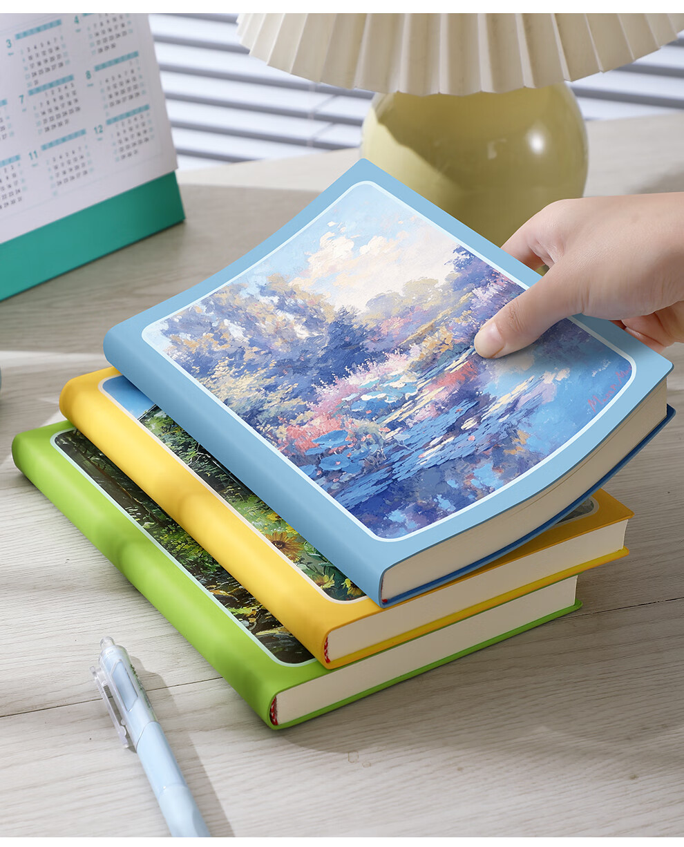 Zuoti [Free Engraving] A5 Floral Notebook Thickened High-Quality Journal Diary Planner Office Meeting Stationery Student Exam Customizable Blue 7