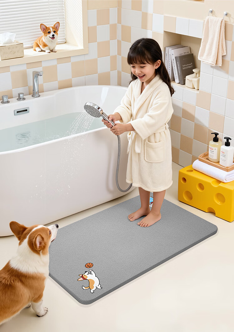 Dajiang Hard Diatom Mud Water-Absorbent Bath Mat Non-Slip Bathroom Door Toilet Floor Mat 39x60cm 9
