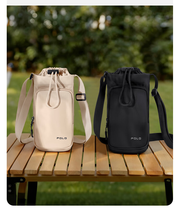 POLO Women's Drawstring Shoulder Bag Large Capacity Phone Bag Sports Crossbody Bag with Water Bottle Holder Wide Opening Sling Bag 3
