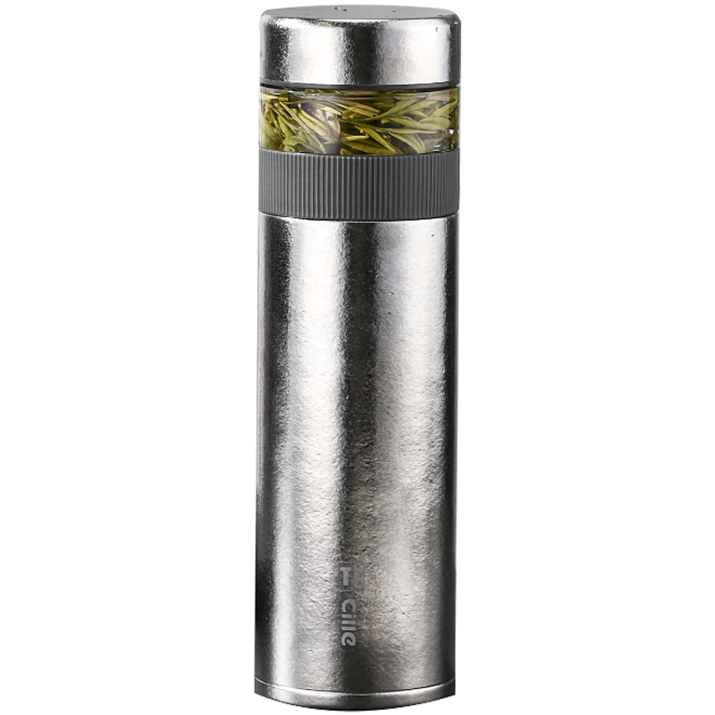 Xile Pure Titanium Insulated Tea Water Bottle with Tea Separation, Titanium Cup for Men, High-End Business Gift for Elders, Steeping Tea Cup