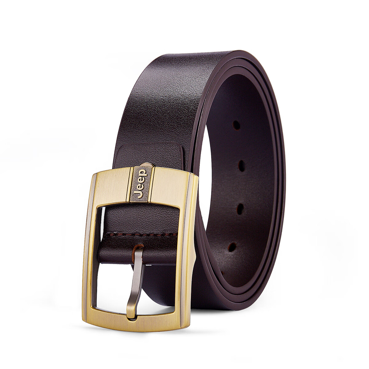 JEEP Men's Belt, Top-Grain Leather, Pin Buckle, Gift Box, Business Casual Trouser Belt, Birthday Gift