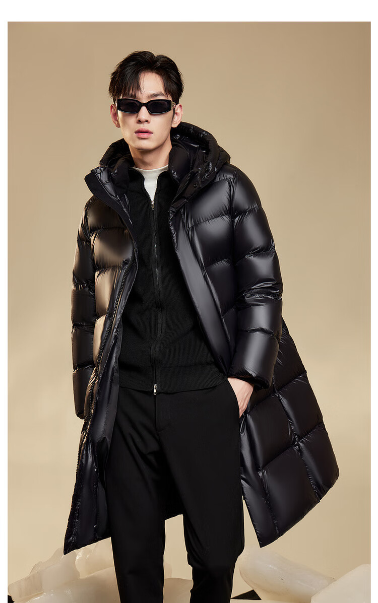 Snow Flying Obsidian Goose Down Hooded Thickened H-Edition Down Jacket Recommended by Cheng Yi 11