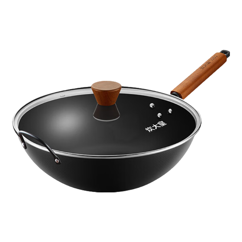 COOKER KING Iron Wok, Household Non-Coated Stainless Wok, Gas Stove Specific Frying Pan, Cooking Pan, Flat Bottom Pan, Extreme Iron Pan, 34cm