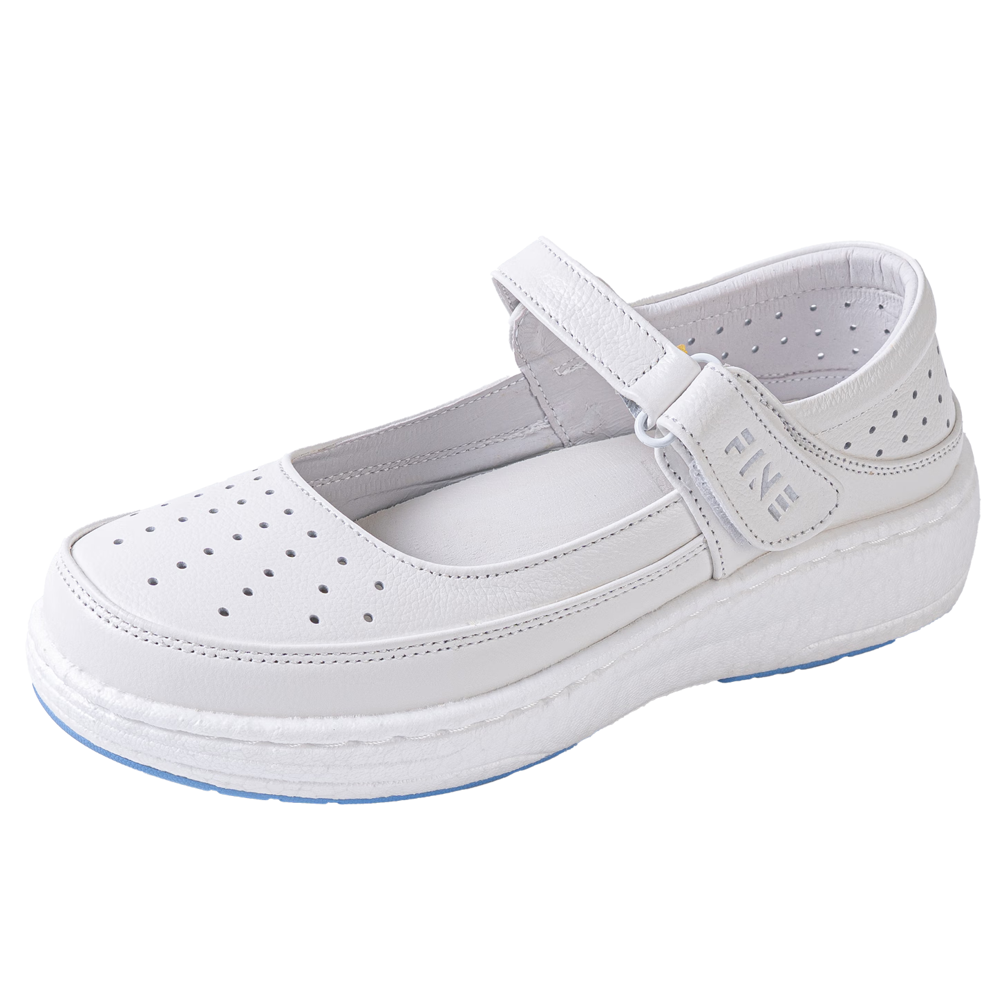 Feiying Popcorn Style Nurse Shoes for Women, Genuine Leather Spring And Summer Comfortable Breathable Medical Work Shoes BT2603 White Size 40