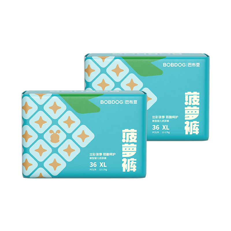 BOBDOG [No Melamine Detected] Pineapple Pull-Up Diapers, XL Size, 72 Pieces, Mild Acidic Protection, Baby Diapers, Ultra-Thin And Breathable