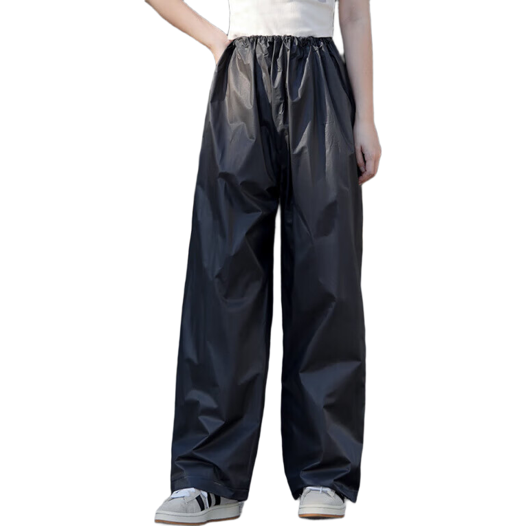 BWNK Adult Long Rain Pants Full Body Heavy-Duty Waterproof Trousers for Travel Black - Extra Thick Version