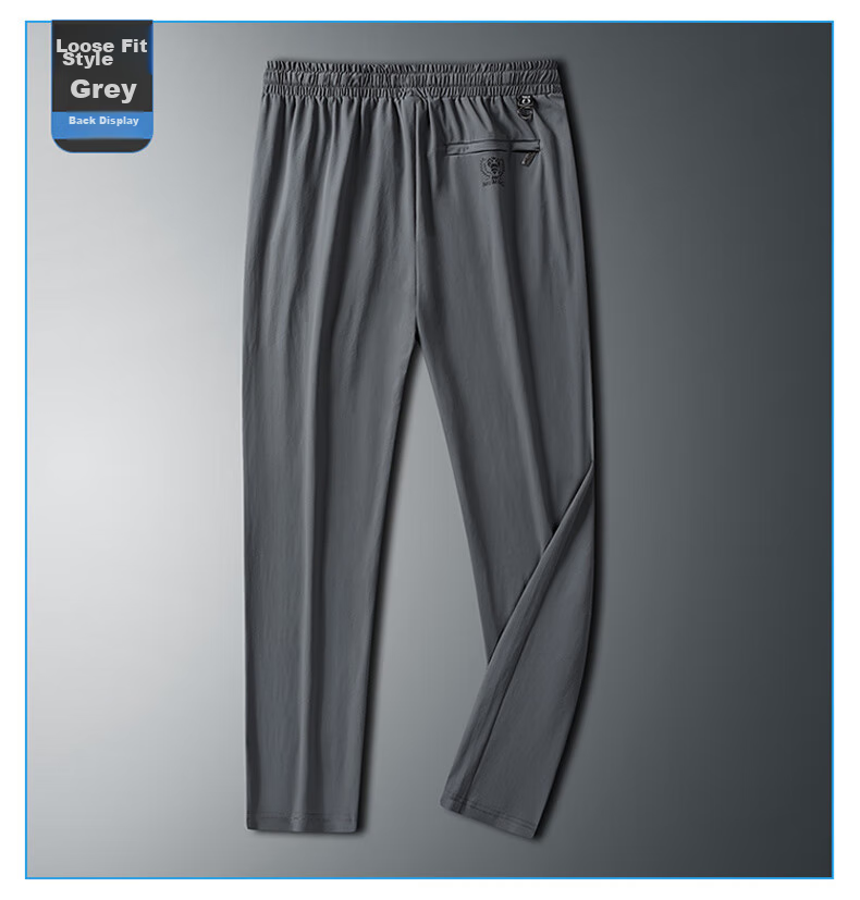 JEEP SPIRIT Casual Pants, Summer Ice Silk Straight-Leg Quick-Dry Sports Pants, Lightweight Breathable Loose-Fitting, Dark Gray Straight-Leg, 2XL 14