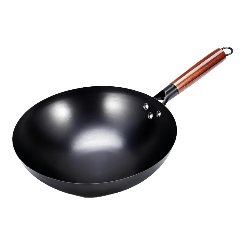 Quanpinwu Non-Stick Stir-Fry Pan No Coating Small Cast Iron Wok Precision Cast Zhangqiu Deep Nitrogen Seasoned Iron Gas Stove Large Pot
