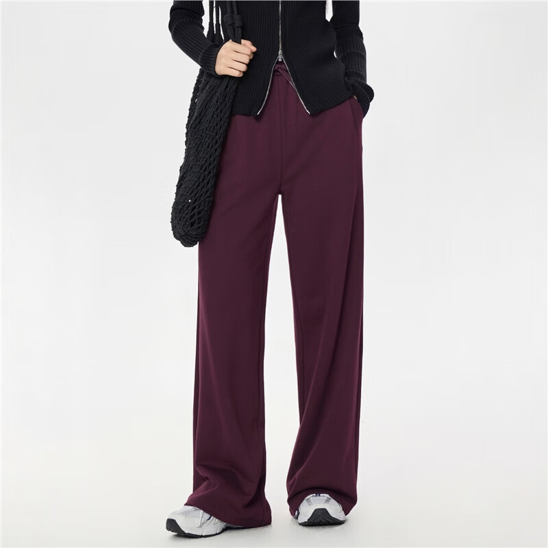 Giordano Women's Drawstring Sweatpants Pleated Pocket Relaxed Fit Wide Leg Elastic Waist Casual Pants 05415852