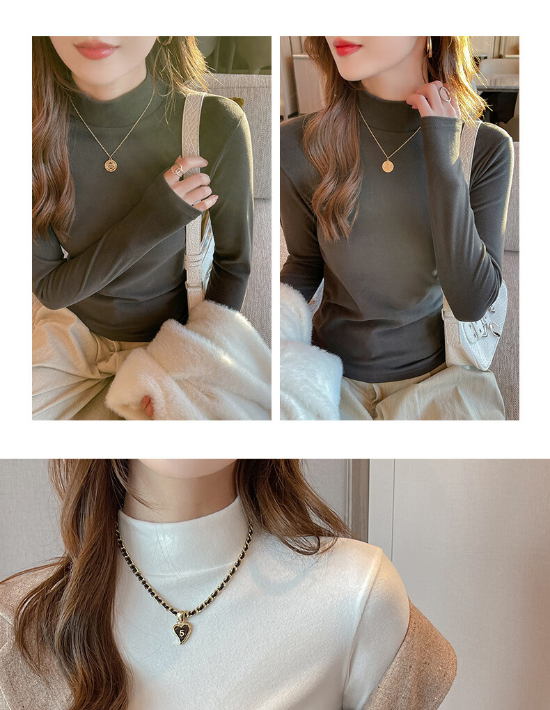 LangSha Women's Thermal Fleece Turtleneck Base Layer Top Autumn Winter Slim Fit Warm Shirt New Innerwear 15
