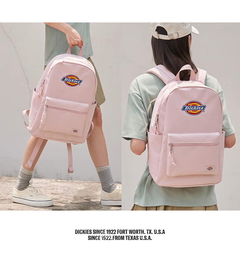 Dickies Embroidered Large Capacity Backpack for Middle and High School Students, Travel and Commuting, Unisex School Bag, Light Gray 10