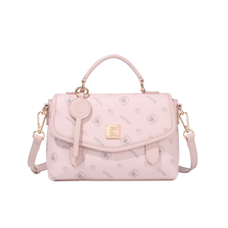 Disney Women's Luxury Niche High-End Crossbody Bag Commuter Strawberry Bear Bag Birthday Gift Pink with Pendant