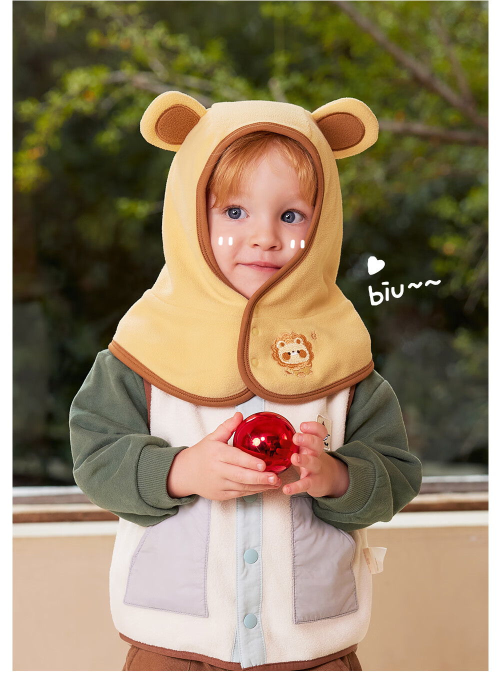 Beitais Baby Hat and Scarf Set - Autumn Winter Ear Protection Warm Windproof Outdoor Cap for Kids 1