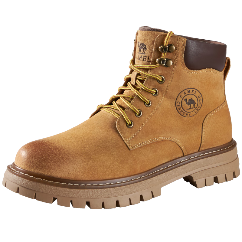 CAMEL Wang Junkai Edition Martin Boots High-top Outdoor Work Yellow Boots Men GE122W7757T Golden Yellow 42