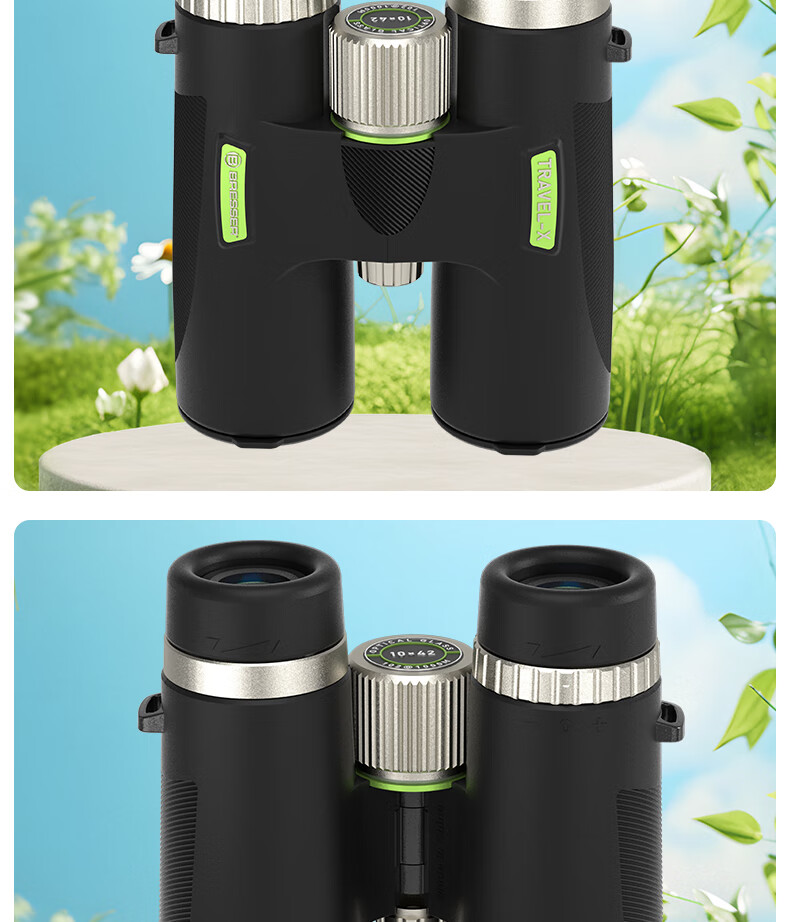 Bresser German Boshide New Voyager 10x42 High Definition High Power Low Light Night Vision Concert Portable Travel Smartphone Compatible Binoculars 28