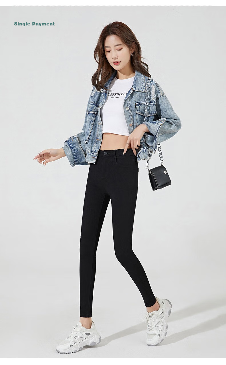 LangSha Women's High-Waist Slim Fit Pencil Pants Black Magic Leggings Spring Autumn 17