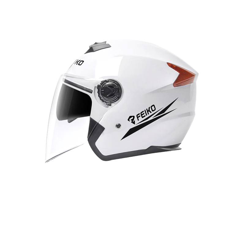 FEIKO National Standard Dual-Lens Helmet 3C Certified Electric Vehicle Helmet Unisex Four-Season Breathable Anti-Fall Safety Cap White L