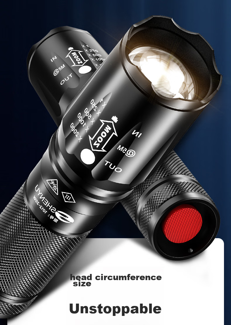 SHENYU Flashlight with Strong Beam, Long-Range, Rechargeable, Portable, Zoomable, Ultra-Bright, Waterproof, for Outdoor And Home Use, Emergency Lighting, Monkey Lamp 1