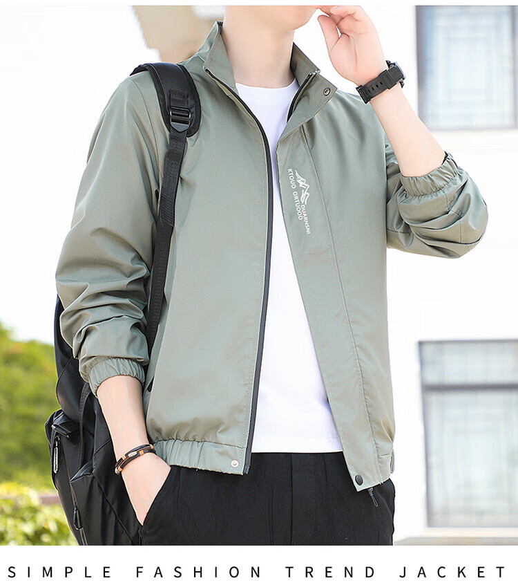 TUCANO Men's Spring Autumn Stand Collar Windproof Solid Color Casual Fashion Versatile Jacket Dark Gray L 14
