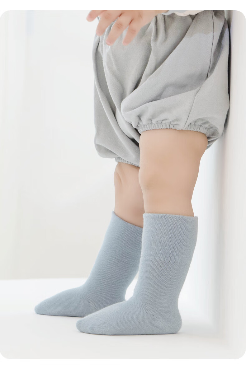 Growth Baby Socks Pure Cotton Class A Spring Autumn Newborn Mid-Calf Antibacterial Seamless Soft Cuff Non-Restrictive Children's Socks 2
