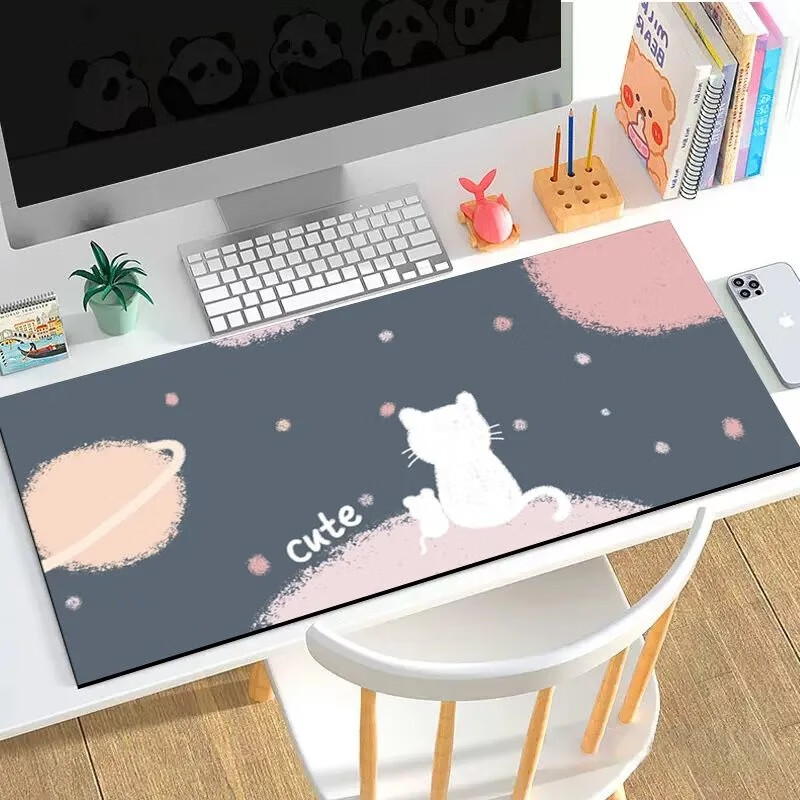 Juyingfeng Large Minimalist Gradient Luxury Creative Desk Mat with Edge Locking Non-Slip Keyboard Pad Office Gaming Mouse Pad 1200x600x3mm Pink-Black Gradient 12