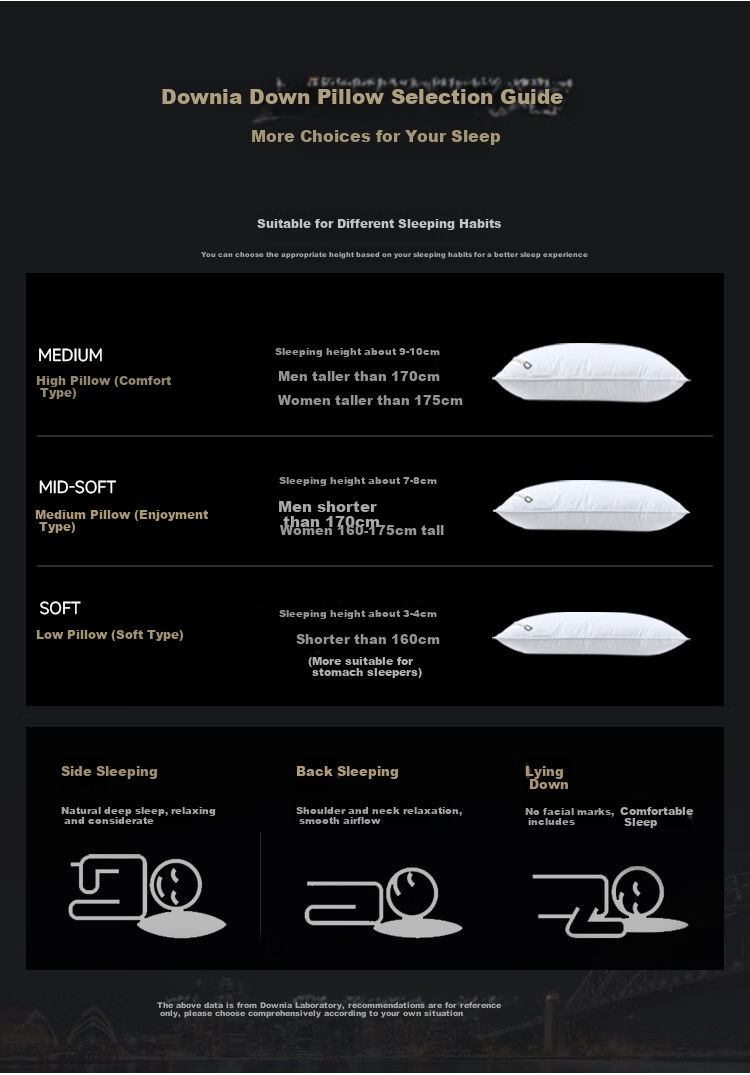 Downia Pillow, Five-Star Hotel down Pillow, Side Sleeping Cervical Pillow, 90% White Goose down Composite Pillow, 74*48CM 7