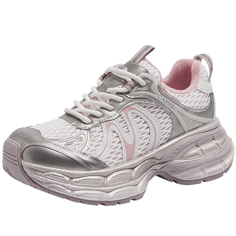 CAMEL [Dilireba Same Style] Silver Moon 2nd Generation Dad Shoes L25A283148R Beige/Gold/Pink (Fleece Lined) Size 37