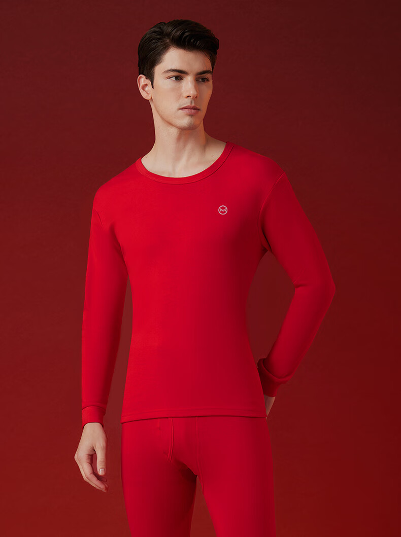 Miiow [100% Cotton Lucky Gift Box] Men's Autumn Thermal Underwear Set Pure Cotton Red Warm Long Johns for the Year of the Horse 9