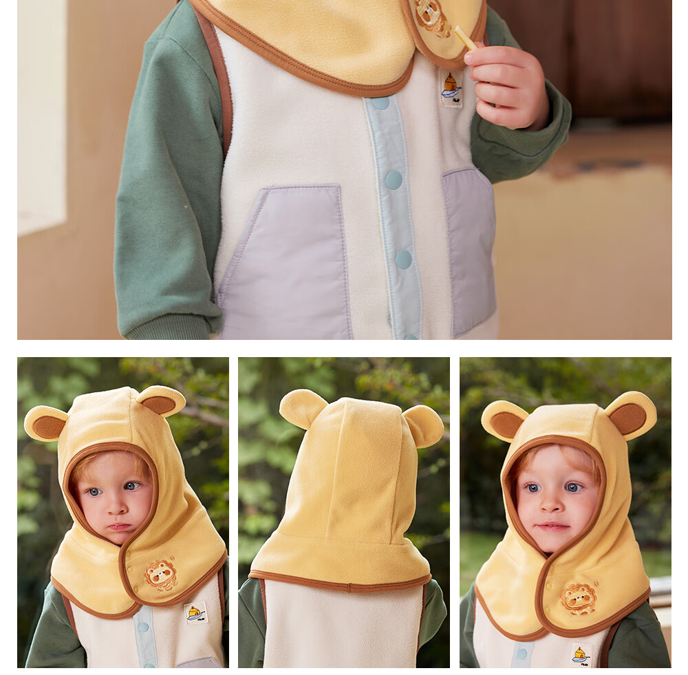 Beitais Baby Hat and Scarf Set - Autumn Winter Ear Protection Warm Windproof Outdoor Cap for Kids 3