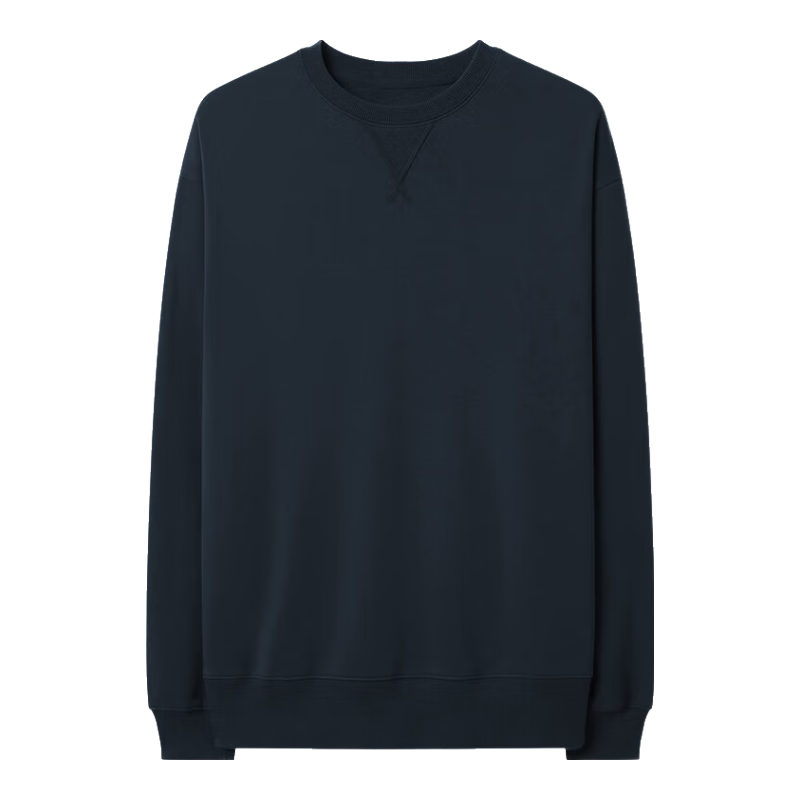 MARKLESS Men's Sweatshirt 100% Cotton Autumn Casual Crewneck Pullover 0434 Navy Blue 3XL