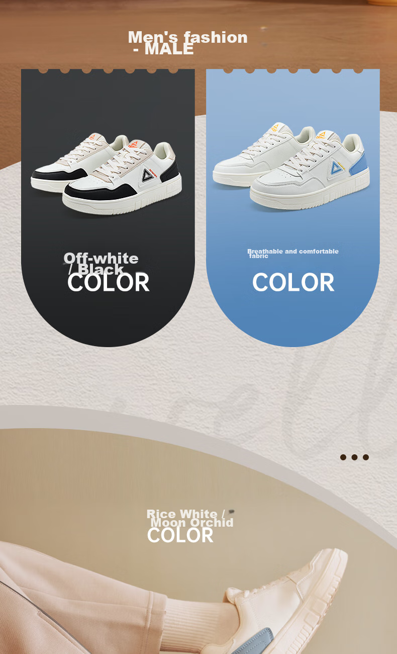 PEAK Men's Sneakers, Air Force One Style, Summer Low-Top Casual Shoes, Trendy Soft-Soled White Shoes, Versatile Sports Shoes, DB310127 4