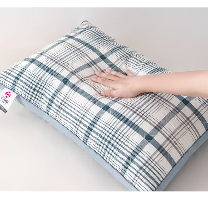 Grace Pure Cotton A-Class Checkered Pillow Core Hotel Neck Support Pillow Home Use Single 45*70cm 1