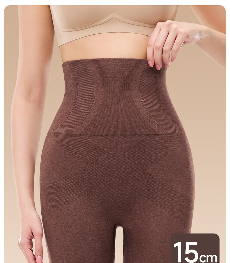 GRACEWELL High-Waist Autumn Winter Women's Cashmere Thermal Shaping Seamless Heat Retention Tummy Control Hip Lift Slim Fit Leggings Coffee XL 11