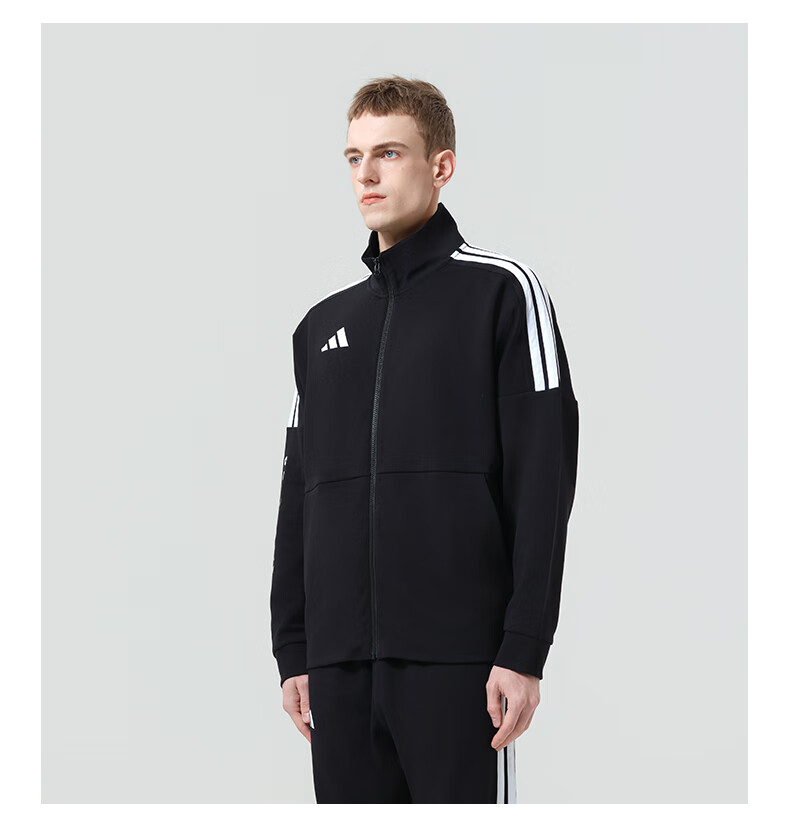 Adidas Men's Jacket 2026 Spring New Knit Stand Collar Windproof Cotton Sportswear Blue White L 4