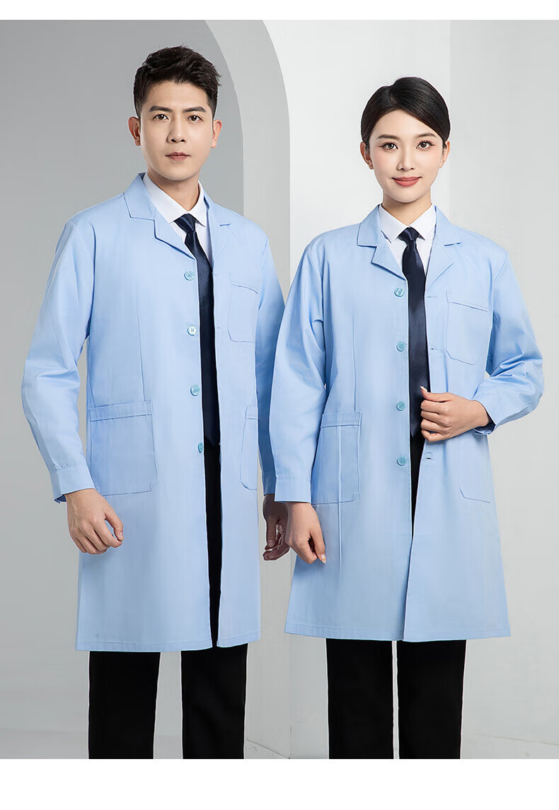 BOLOLANZHI Long Sleeve White Lab Coat Four Seasons Spring Summer Doctor Workwear Breathable Sweat-Absorbing Hospital Dentist Lab Uniform Factory Work Clothes 6
