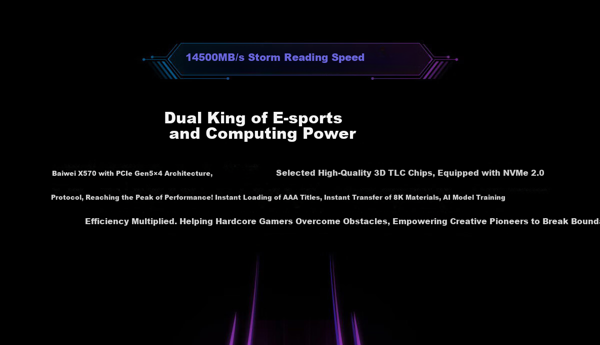 BIWIN 4TB SSD, M.2 Interface (NVMe Protocol), X570 Series, PCIe 5.0, Read Speed 14500MB/s, AI PC Computer Storage Accessory 4