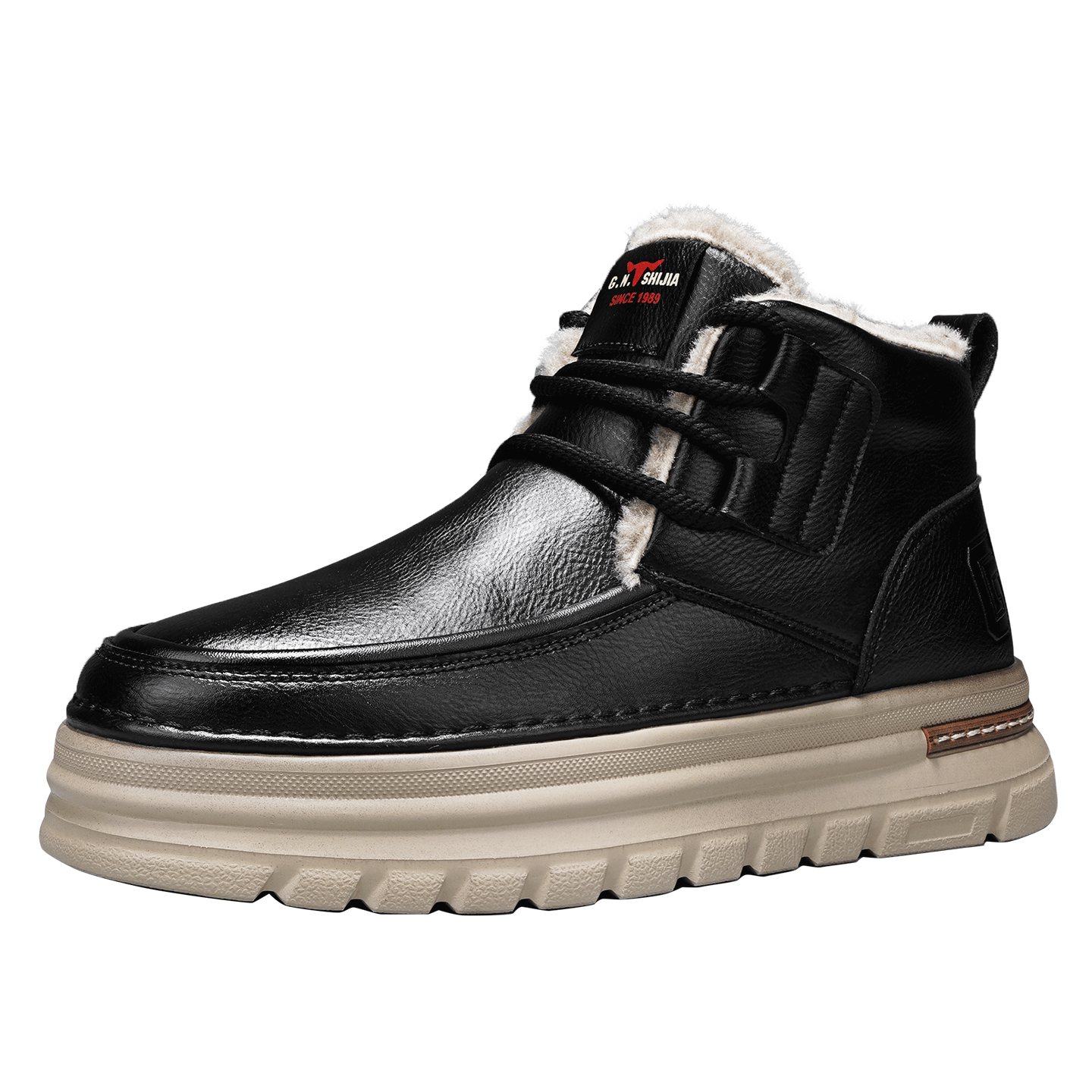 Bull Family Men's Cotton Shoes 2025 Winter New Plush Martin Boots Men's Thick Sole Cold-Resistant Snow Boots Outdoor Warm Shoes for Men