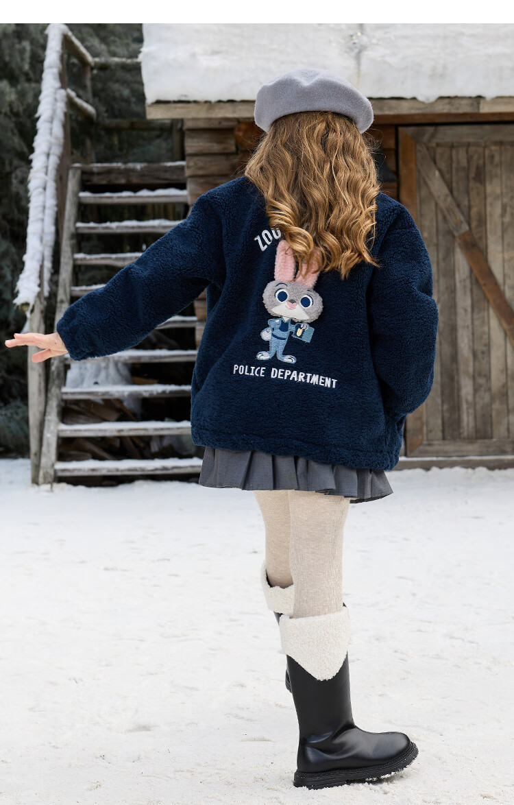 Disney Girls' Fleece Jacket 2026 Winter New Children's Zootopia Warm Stand Collar Top 13